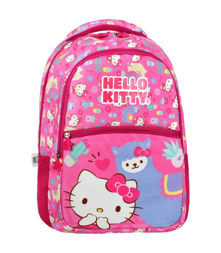 Lisanslı Hello Kitty ilkokul çantası. Hafif, geniş ve sevimli tasarımıyla okul günlerini renklendirir. Çocuklar için rahat ve kullanışlı.