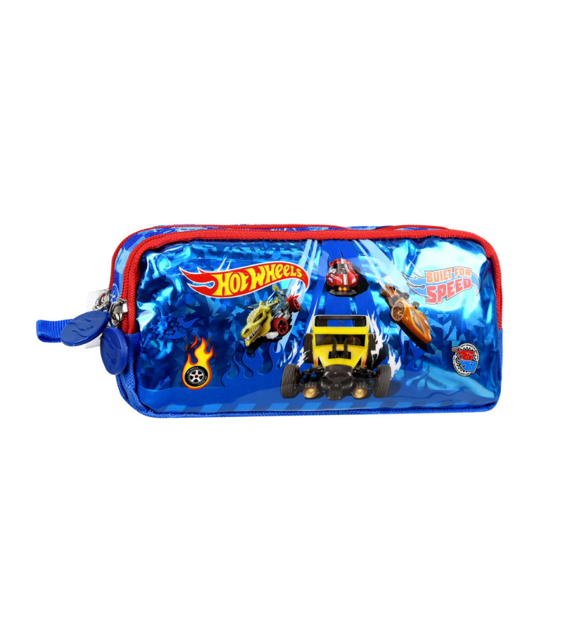 Hız tutkunları bu Hot Wheels kalemliği çok sevecek! Çift gözlü. Sağlıklı malzeme. Erkek çocuklar için eğlenceli okul eşyası.