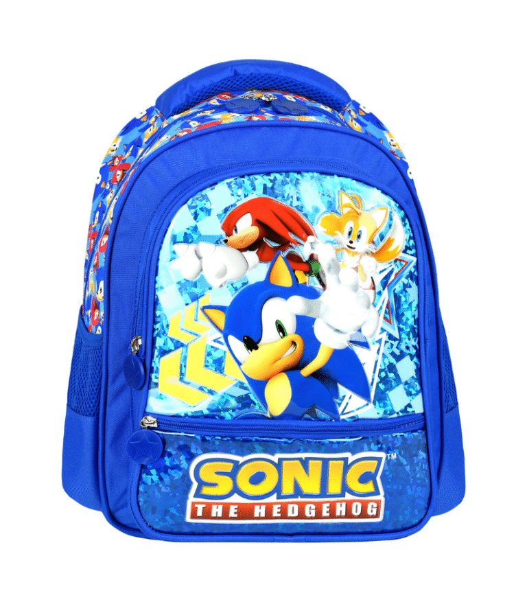 Sonic lisanslı ilkokul çantası. Dinamik tasarım, hafif yapı ve geniş iç hacim sunar. Ergonomik askılarla rahat taşıma sağlar.